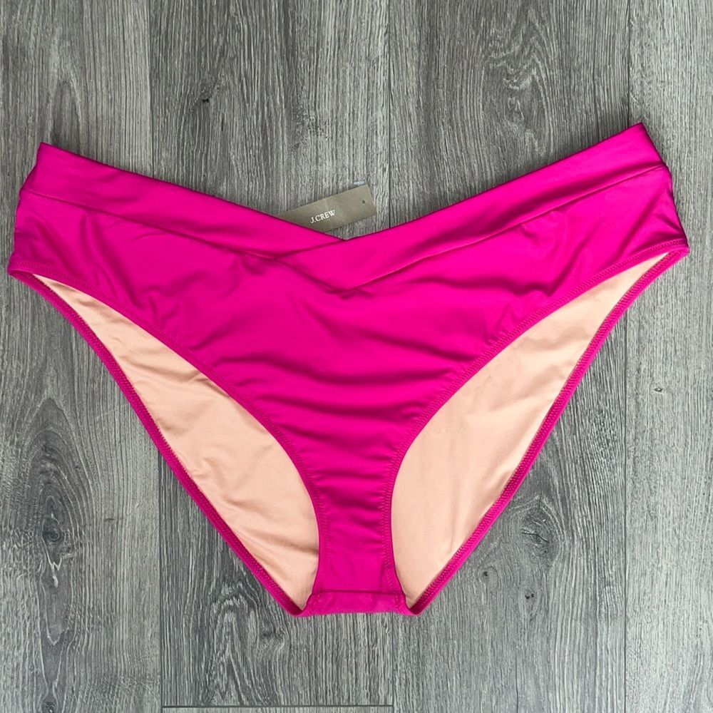 J.CREW Crossover Cheeky Bikini Bottom Size 3X Radiant Fuchsia Pink Swimwear NWT